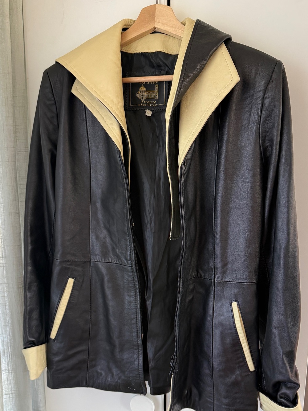 Firenze Made in Italy Black & Cream Leather Jacket